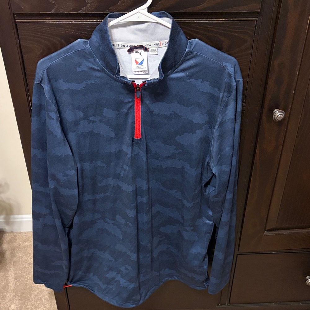 Puma Blue Camo Quarter-Zip Pullover